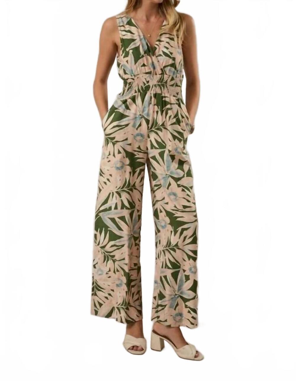 NEW SUNDAY EDITION abstract sleeveless jumpsuit in green